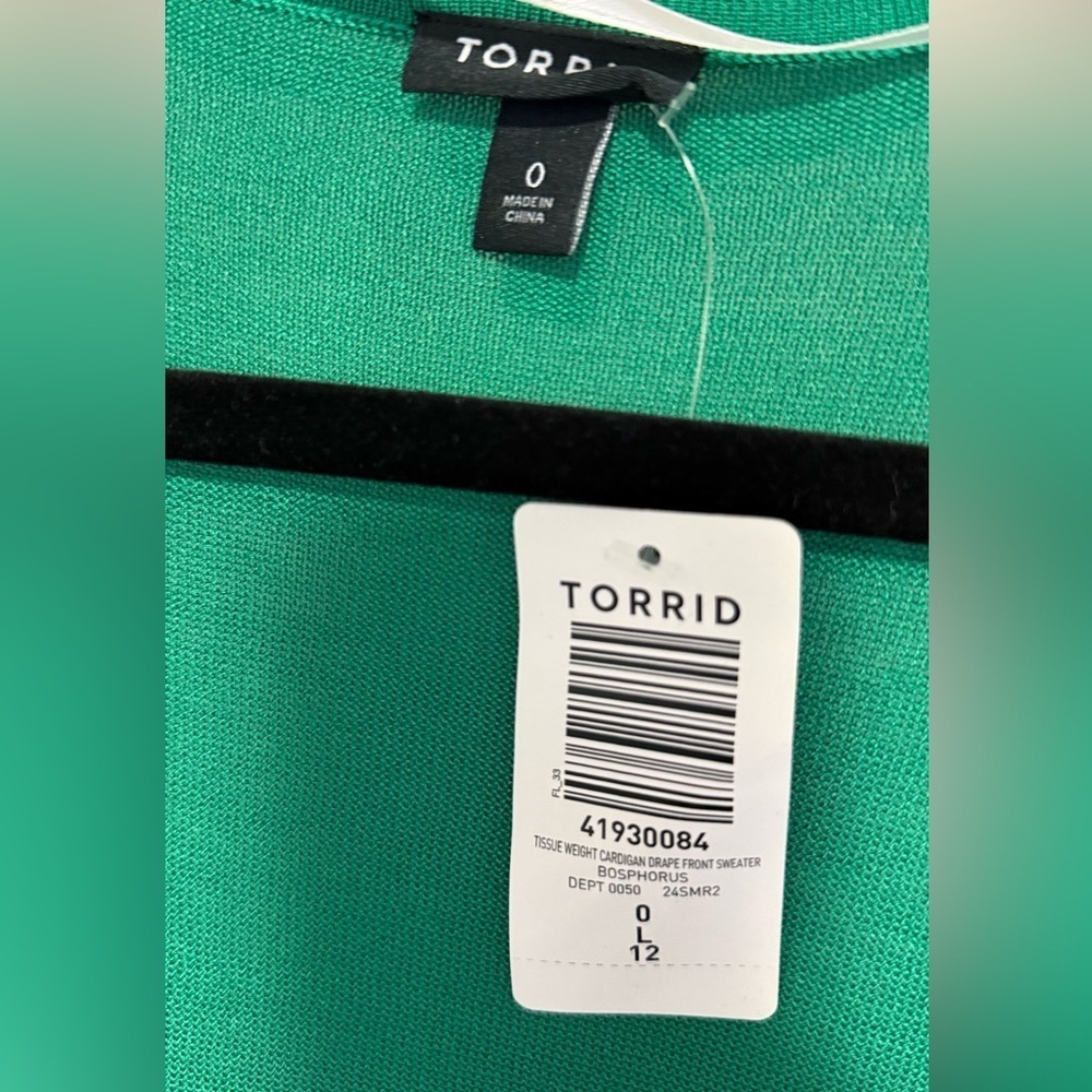 NWT Torrid Tissue Weight Cardigan, Size 0 (L/12), Bosphorus - Picture 6 of 8